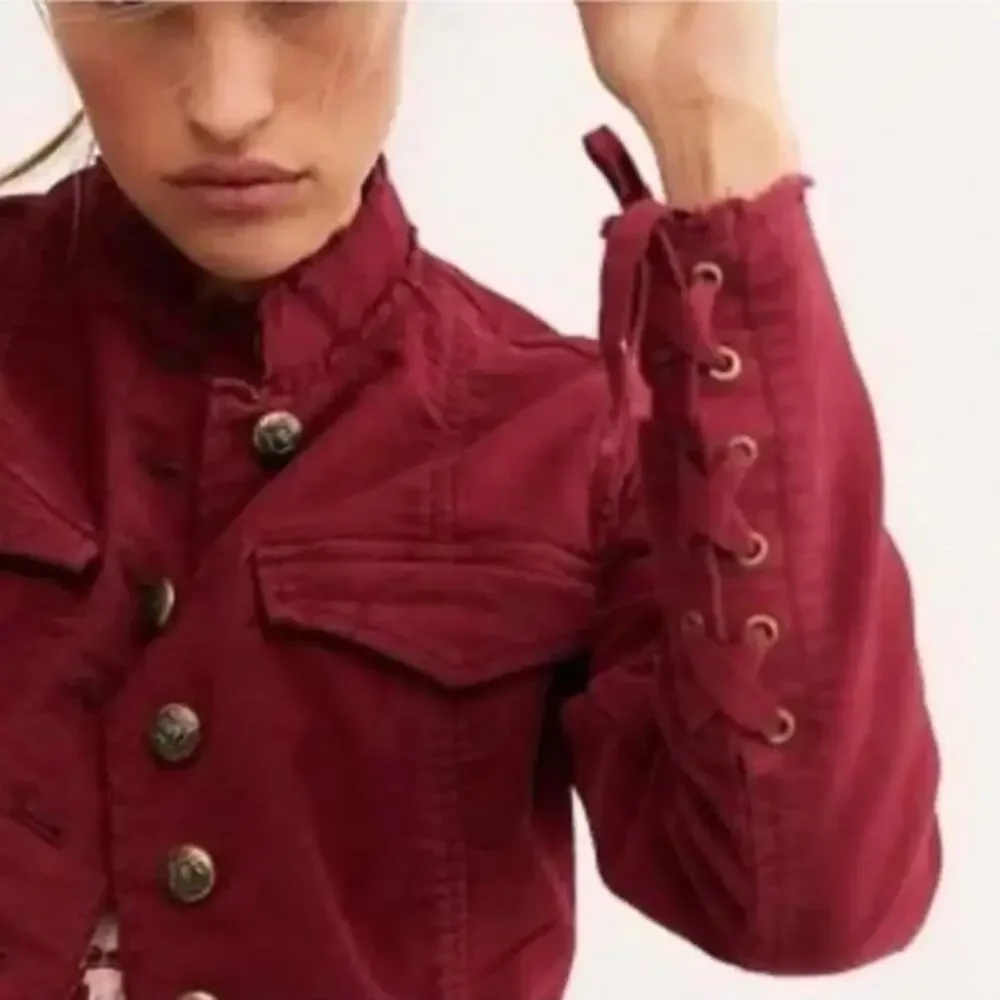 Free people‎ M Red Ella women's utility Jacket